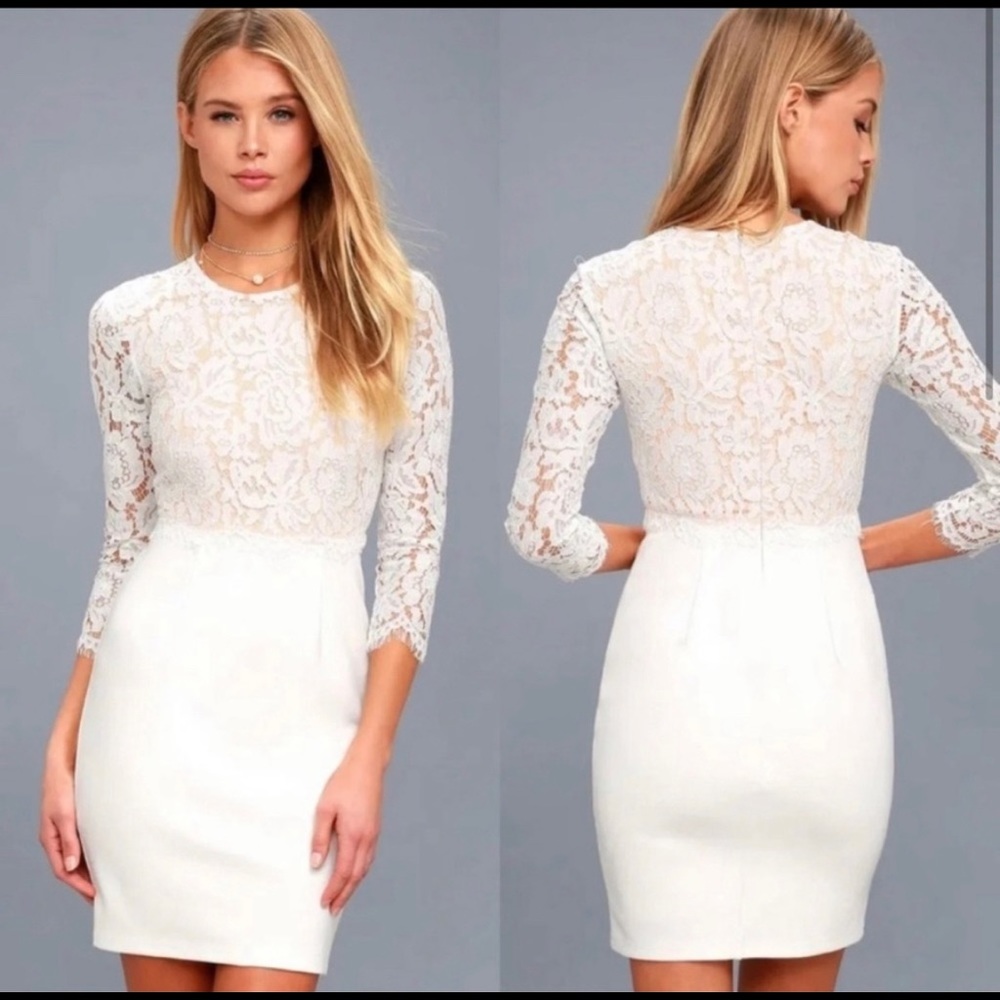 Lulus White She Knows Lace Bridal Dress